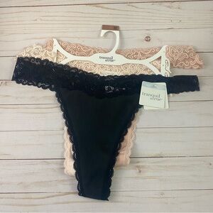 New TRANQUIL & TRUE Womans 3 Pack Lace Thongs Size 3X XXXL Cotton Spandex